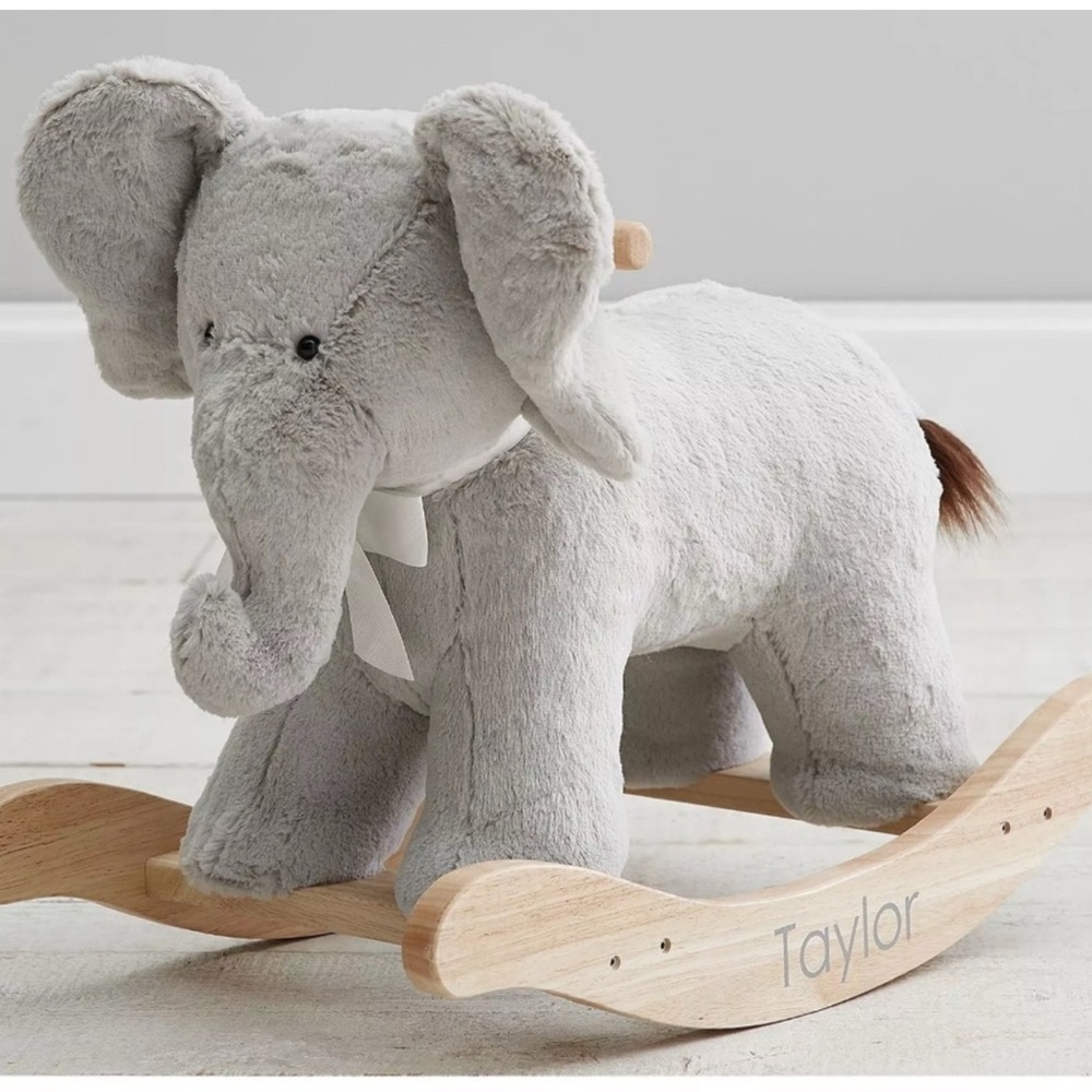 Pottery Barn Kids Plush Gray Elephant Rocker